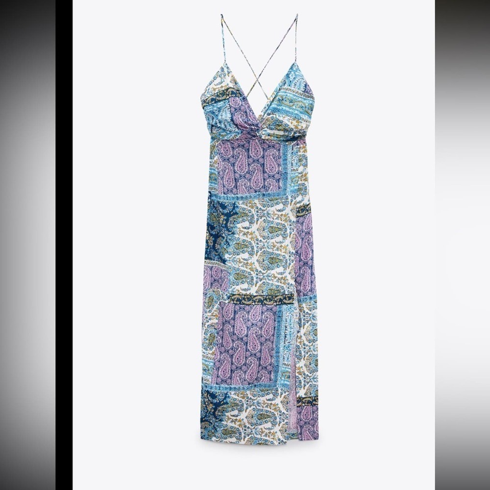 ZARA PRONTED KNOTTED MIDI DRESS - SIZE XS and S - BRAND NEW WITH TAG - Picture 4 of 7
